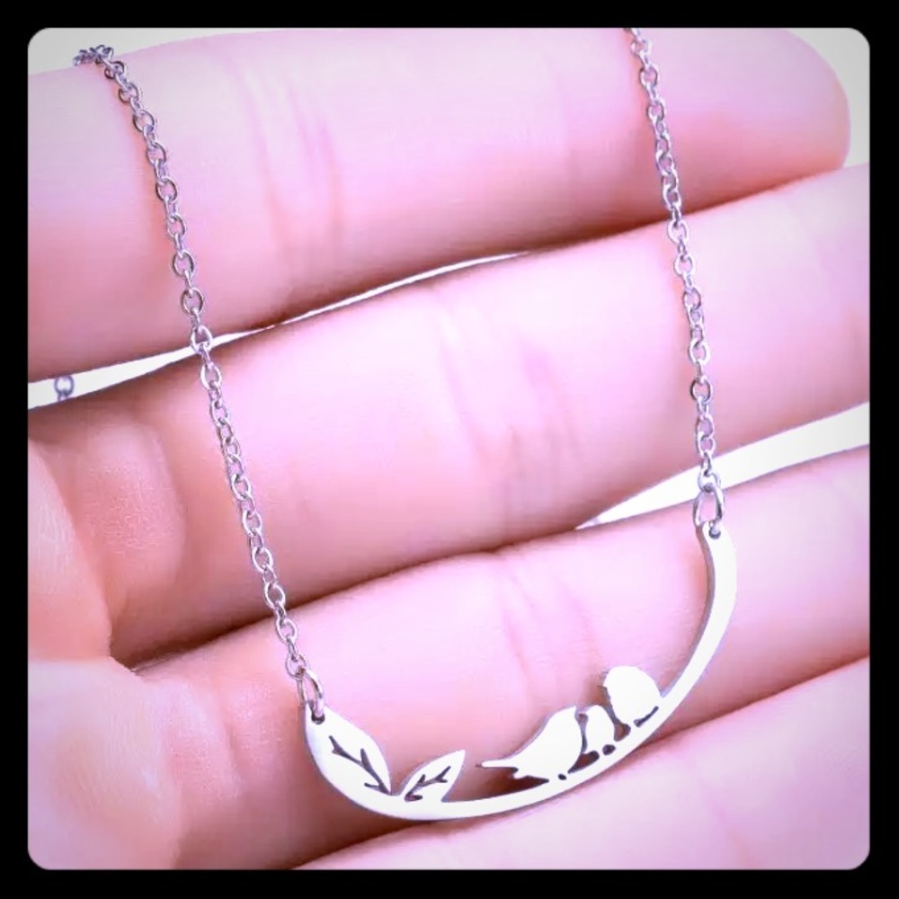5/$30 Adorable dainty stainless steel necklace birds branch